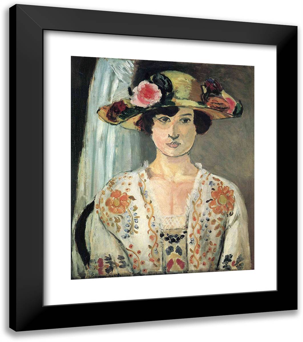 Woman in a Hat  20x23 Black Modern Wood Framed Art Print Poster by Matisse, Henri