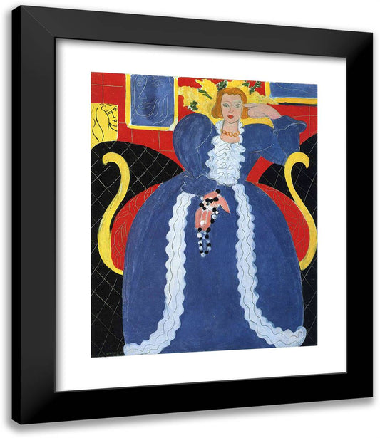 Woman in Blue, or the Large Blue Robe and Mimosas  20x23 Black Modern Wood Framed Art Print Poster by Matisse, Henri