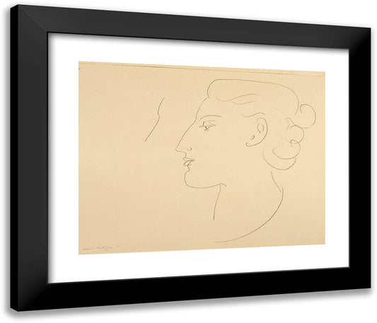 Woman in Profile (Turned to the Left) 23x20 Black Modern Wood Framed Art Print Poster by Matisse, Henri
