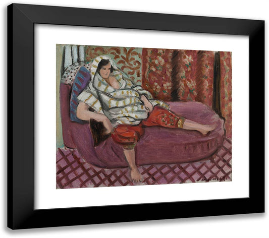 Woman on Rose Divan 23x20 Black Modern Wood Framed Art Print Poster by Matisse, Henri