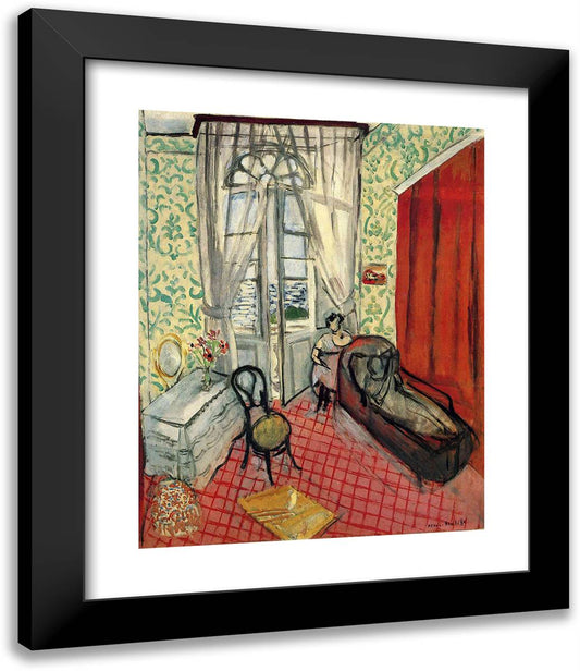 Woman on Sofa or Couch 20x24 Black Modern Wood Framed Art Print Poster by Matisse, Henri