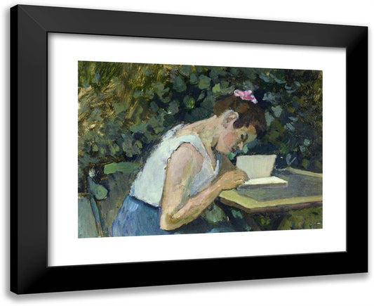 Woman Reading in a Garden 24x20 Black Modern Wood Framed Art Print Poster by Matisse, Henri