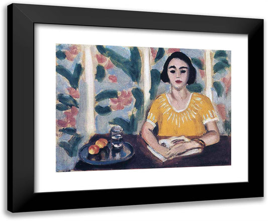 Woman Reading with Peaches 24x20 Black Modern Wood Framed Art Print Poster by Matisse, Henri