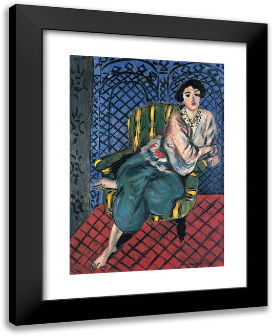 Woman Sitting in a Chair 19x24 Black Modern Wood Framed Art Print Poster by Matisse, Henri