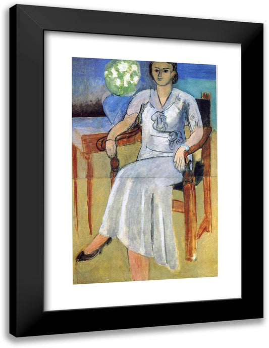 Woman with a White Dress 18x24 Black Modern Wood Framed Art Print Poster by Matisse, Henri