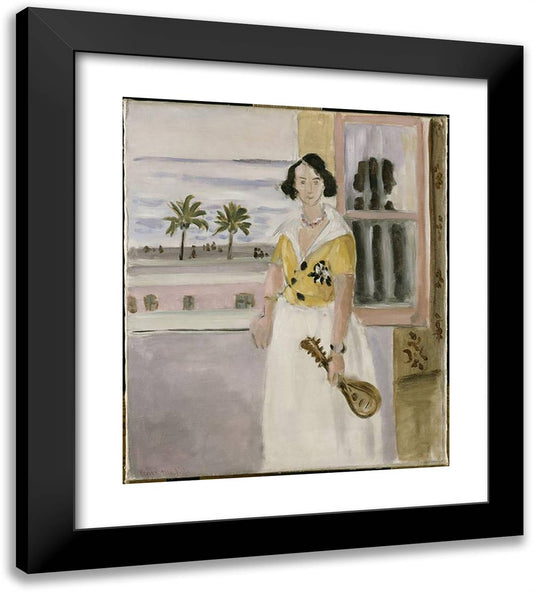 Woman with Mandolin  20x22 Black Modern Wood Framed Art Print Poster by Matisse, Henri