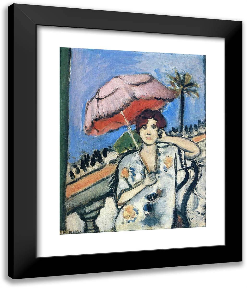 Woman with Umbrella 20x24 Black Modern Wood Framed Art Print Poster by Matisse, Henri