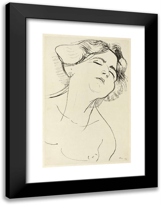 Woman's Head, Eyes Closed 18x24 Black Modern Wood Framed Art Print Poster by Matisse, Henri