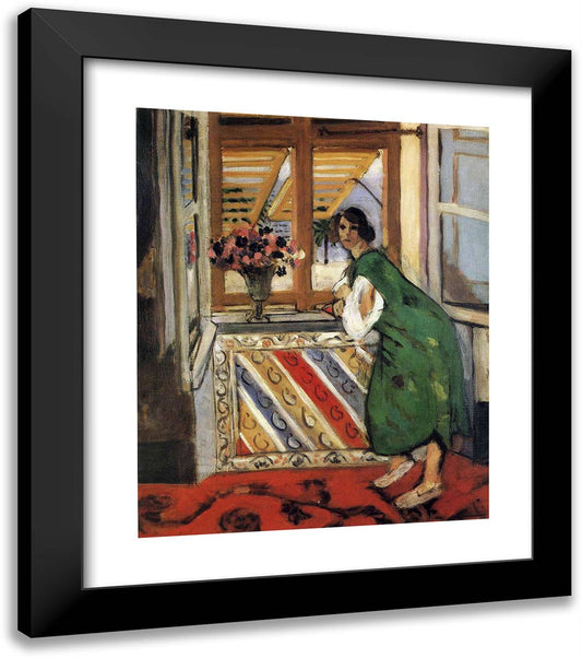 Young Girl in a Green Dress 20x23 Black Modern Wood Framed Art Print Poster by Matisse, Henri