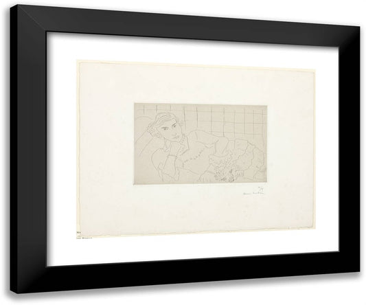 Young Woman and Her Dog 24x20 Black Modern Wood Framed Art Print Poster by Matisse, Henri
