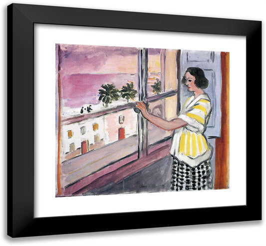 Young Woman at the Window, Sunset 22x20 Black Modern Wood Framed Art Print Poster by Matisse, Henri
