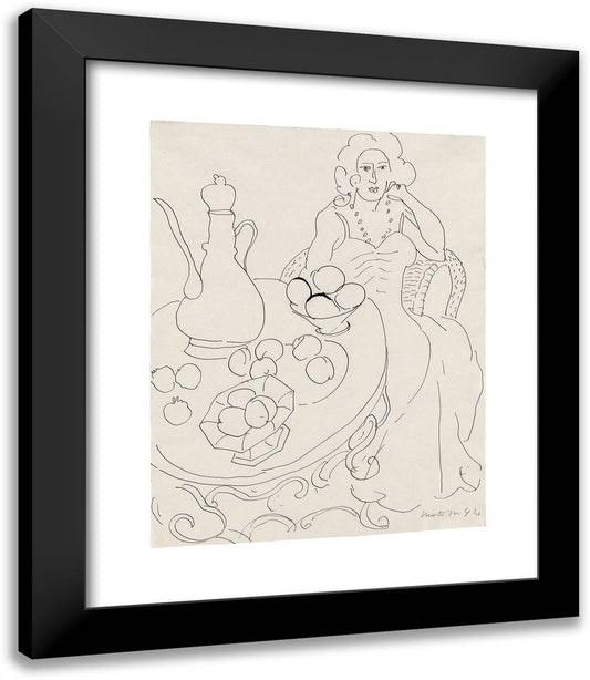 Young Woman Before a Table 20x23 Black Modern Wood Framed Art Print Poster by Matisse, Henri