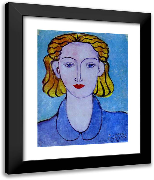 Young Woman in a Blue Blouse (Portrait of L.N. Delektorskaya)  20x24 Black Modern Wood Framed Art Print Poster by Matisse, Henri