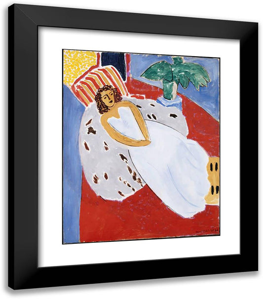 Young Woman in White, Red Background  20x23 Black Modern Wood Framed Art Print Poster by Matisse, Henri