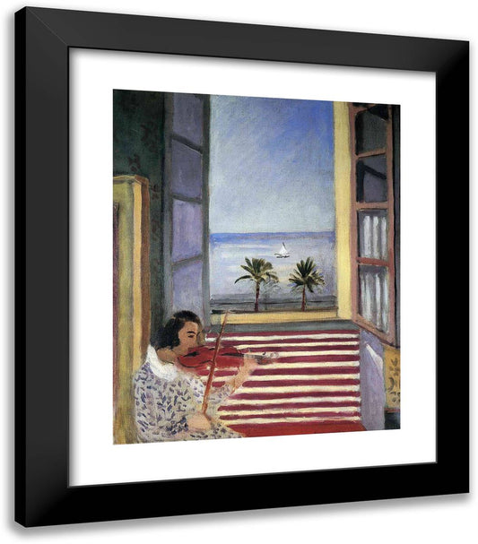 Young Woman Playing VIolin 20x23 Black Modern Wood Framed Art Print Poster by Matisse, Henri