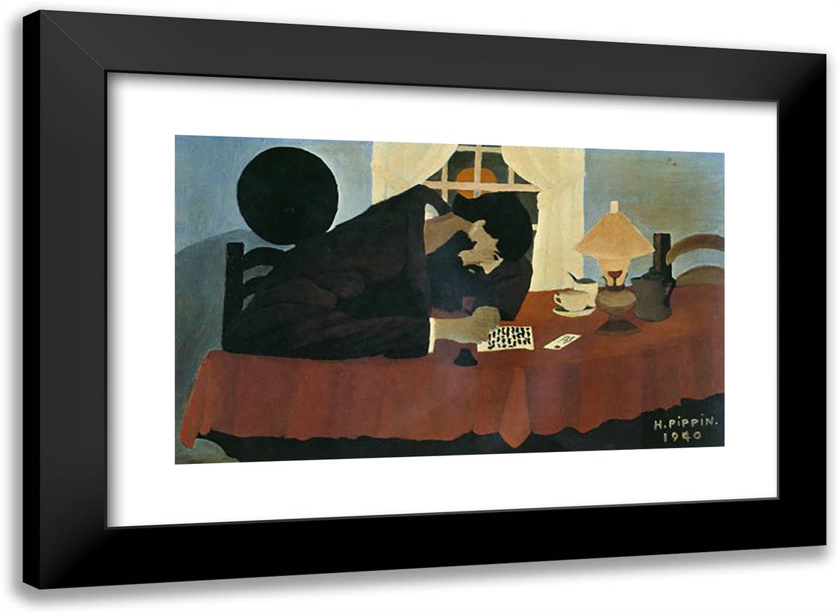 Amish Letter Writer 24x18 Black Modern Wood Framed Art Print Poster by Pippin, Horace