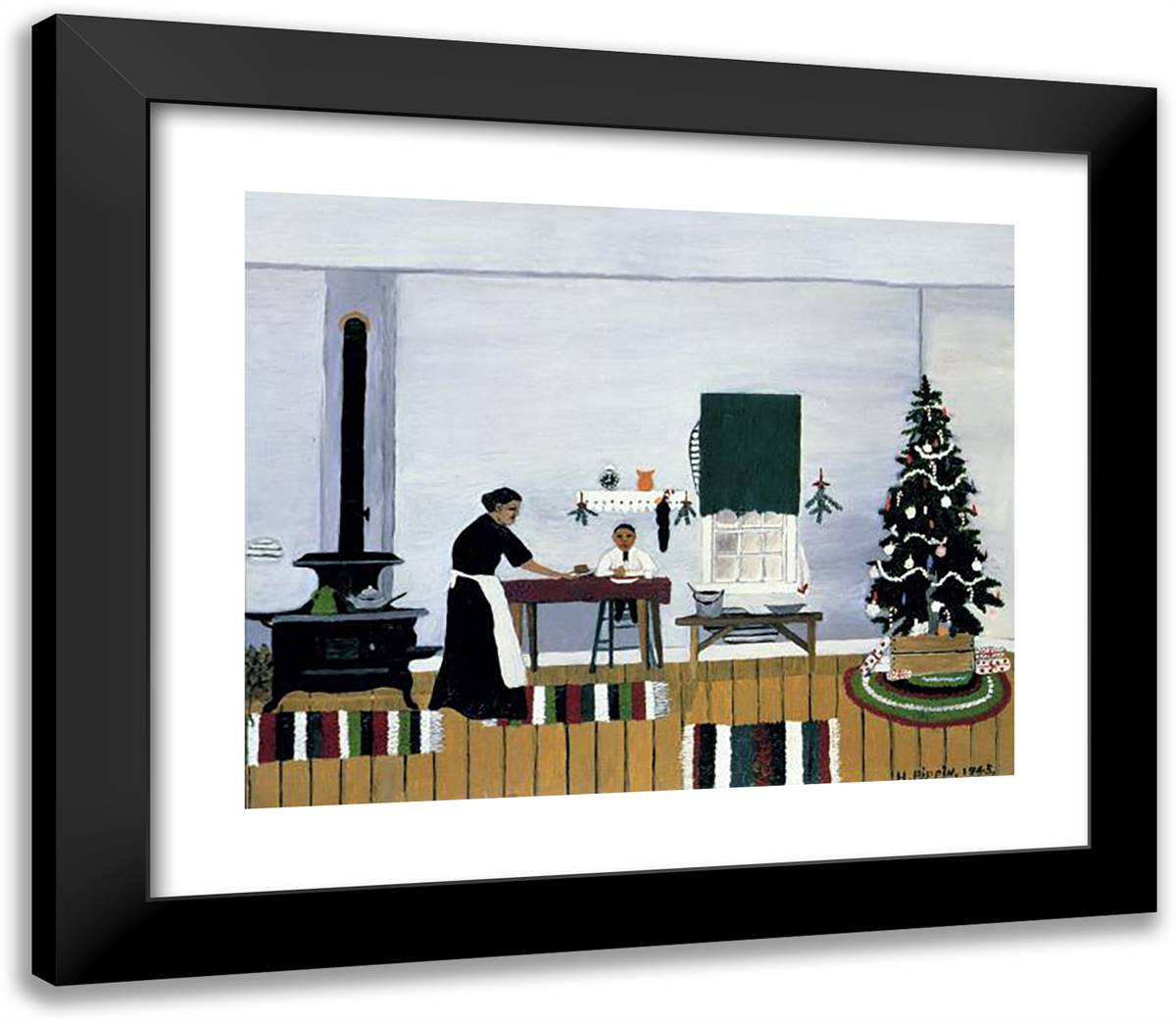 Christmas Morning Breakfast 23x20 Black Modern Wood Framed Art Print Poster by Pippin, Horace