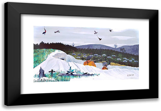 Dog Fight Over the Trenches 24x17 Black Modern Wood Framed Art Print Poster by Pippin, Horace