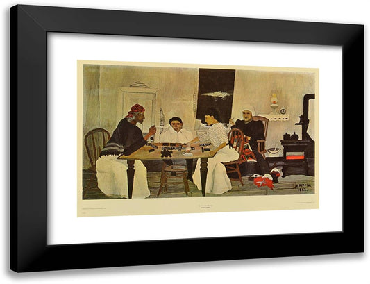 Domino Players 24x18 Black Modern Wood Framed Art Print Poster by Pippin, Horace