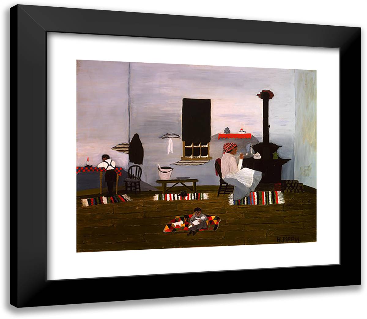 Interior 23x20 Black Modern Wood Framed Art Print Poster by Pippin, Horace