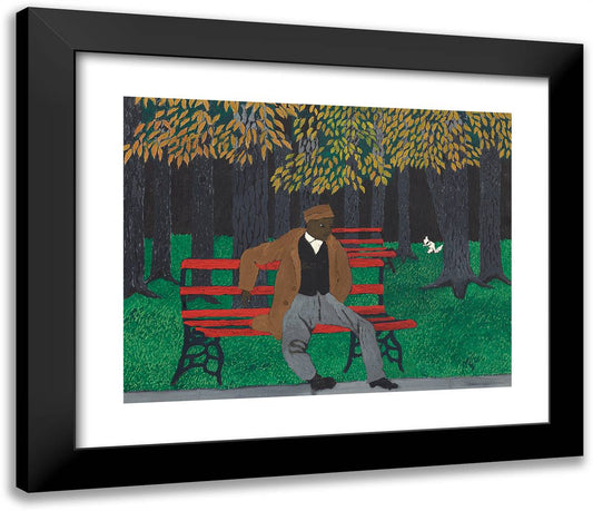 Man on a Bench 23x20 Black Modern Wood Framed Art Print Poster by Pippin, Horace