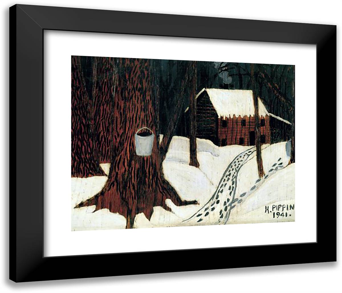 Maple Sugar Season 23x20 Black Modern Wood Framed Art Print Poster by Pippin, Horace