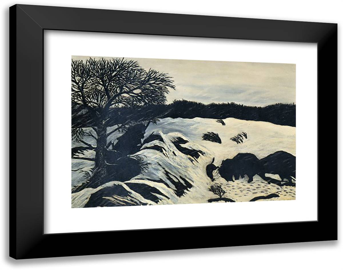 The Buffalo Hunt 24x19 Black Modern Wood Framed Art Print Poster by Pippin, Horace