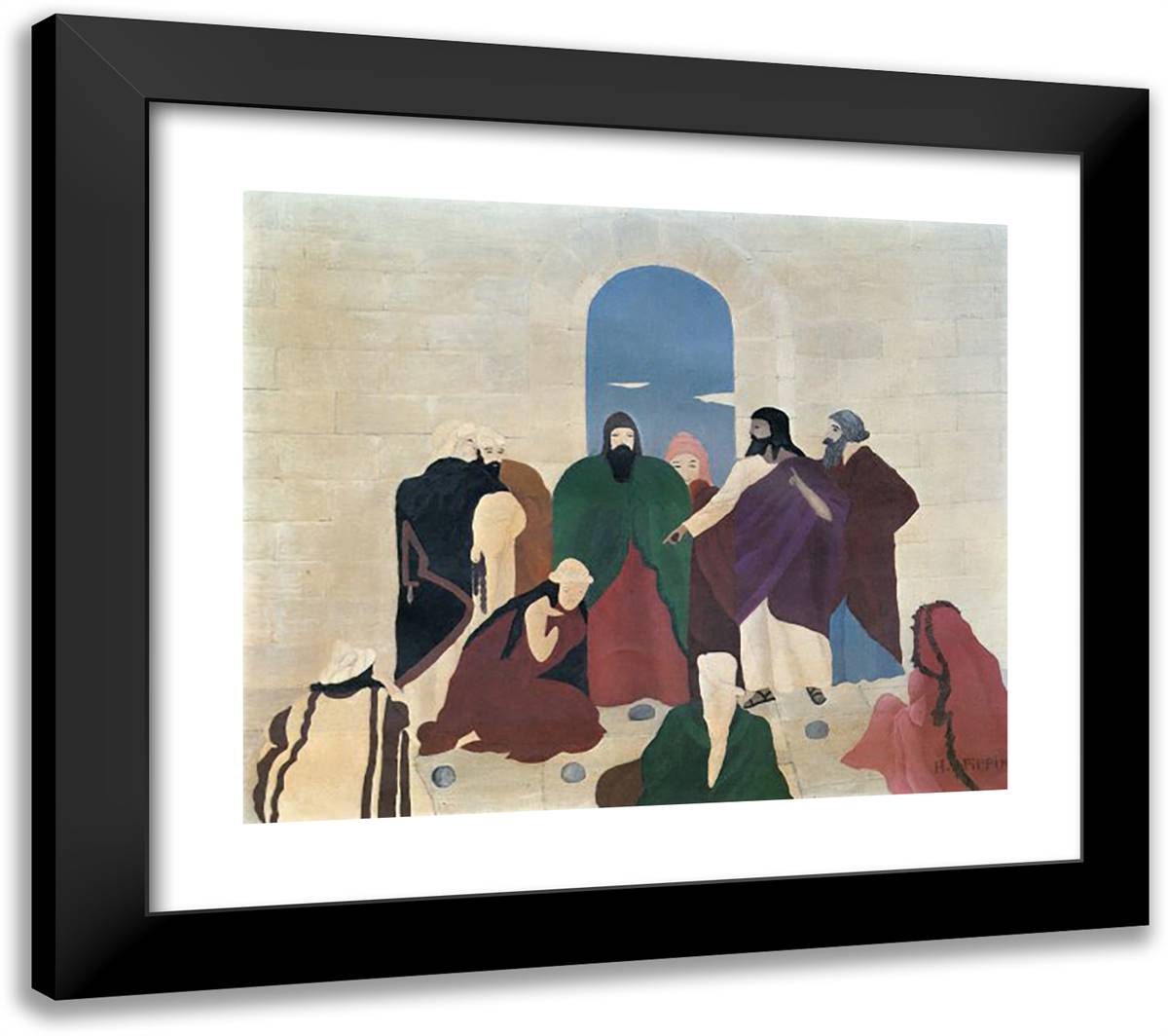 The Woman Taken in Adultery 23x20 Black Modern Wood Framed Art Print Poster by Pippin, Horace