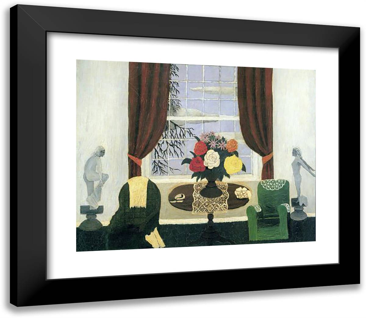 Victorian Parlor Still Life 23x20 Black Modern Wood Framed Art Print Poster by Pippin, Horace