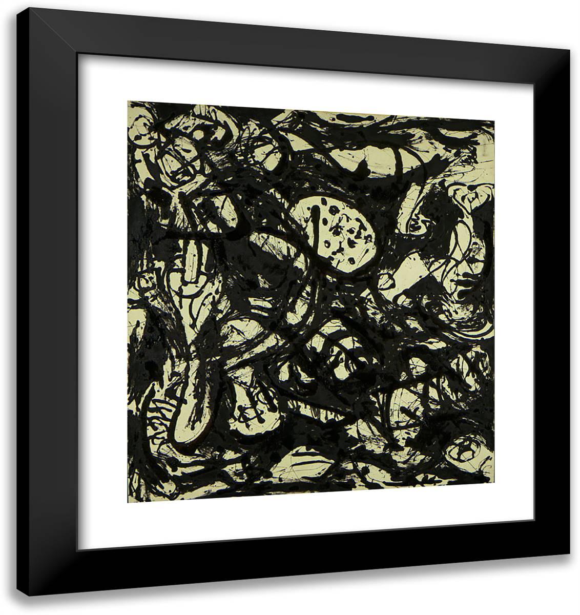 Black & White (Number 20) 20x21 Black Modern Wood Framed Art Print Poster by Pollock, Jackson