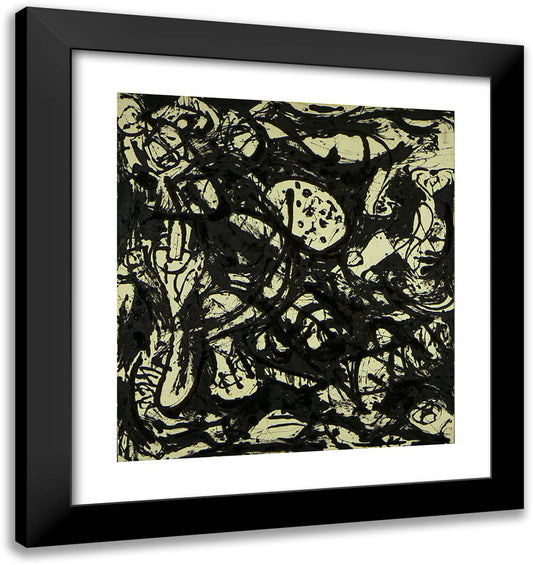 Black & White (Number 20) 20x21 Black Modern Wood Framed Art Print Poster by Pollock, Jackson