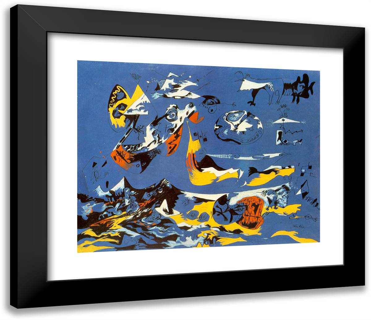 Blue (Moby Dick) 23x20 Black Modern Wood Framed Art Print Poster by Pollock, Jackson