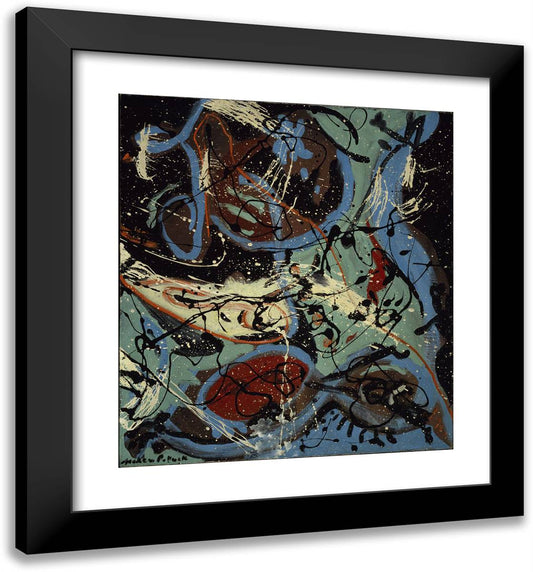 Composition with Pouring II 20x21 Black Modern Wood Framed Art Print Poster by Pollock, Jackson