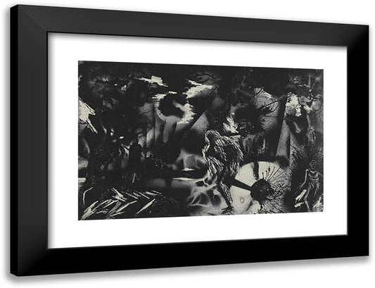 Figures in a Landscape 24x18 Black Modern Wood Framed Art Print Poster by Pollock, Jackson