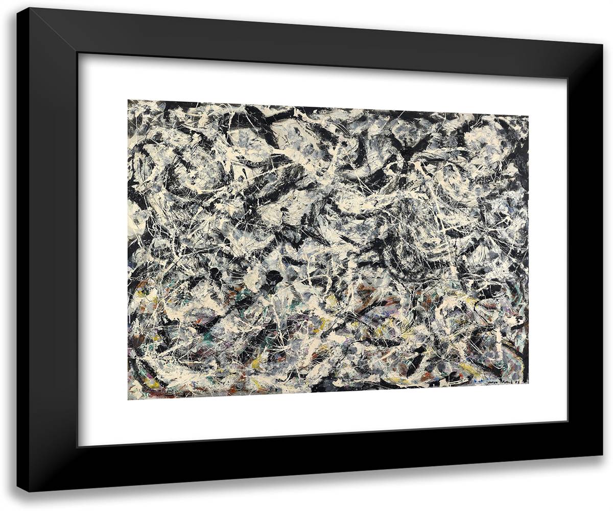 Greyed Rainbow 24x20 Black Modern Wood Framed Art Print Poster by Pollock, Jackson