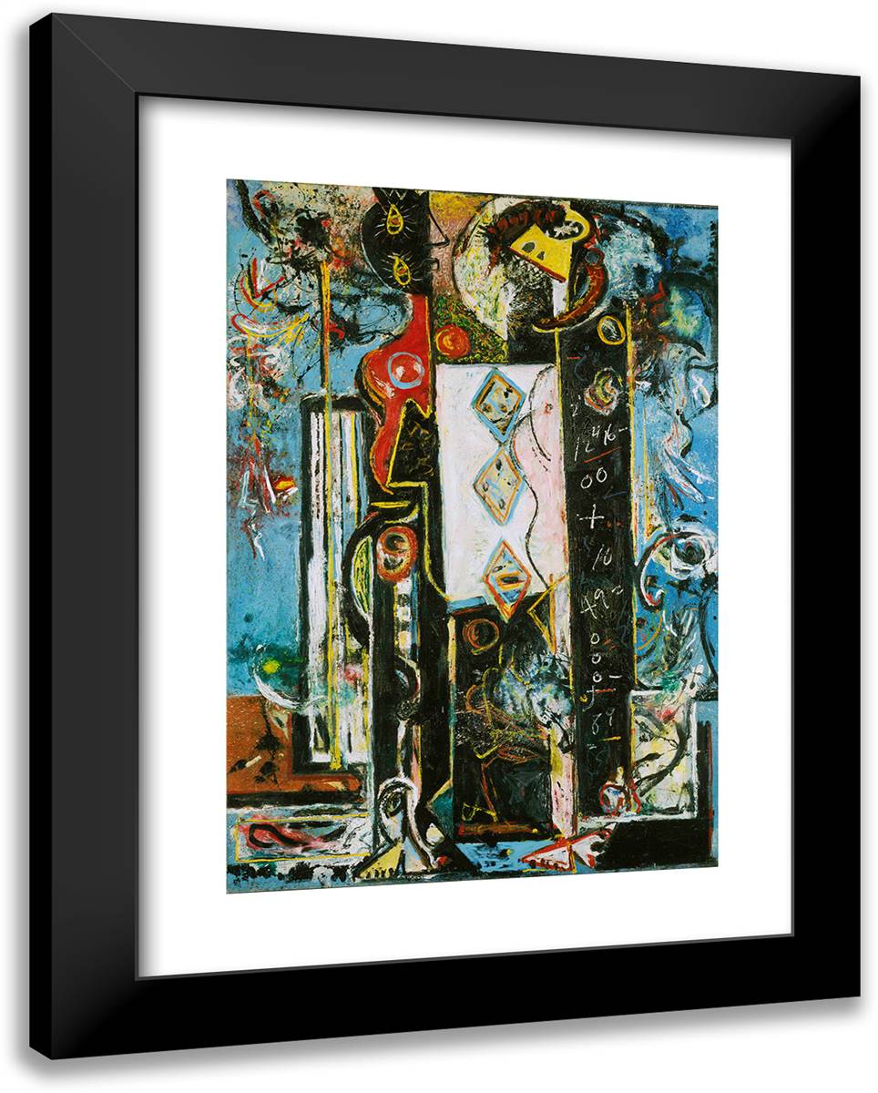 Male and Female 19x24 Black Modern Wood Framed Art Print Poster by Pollock, Jackson