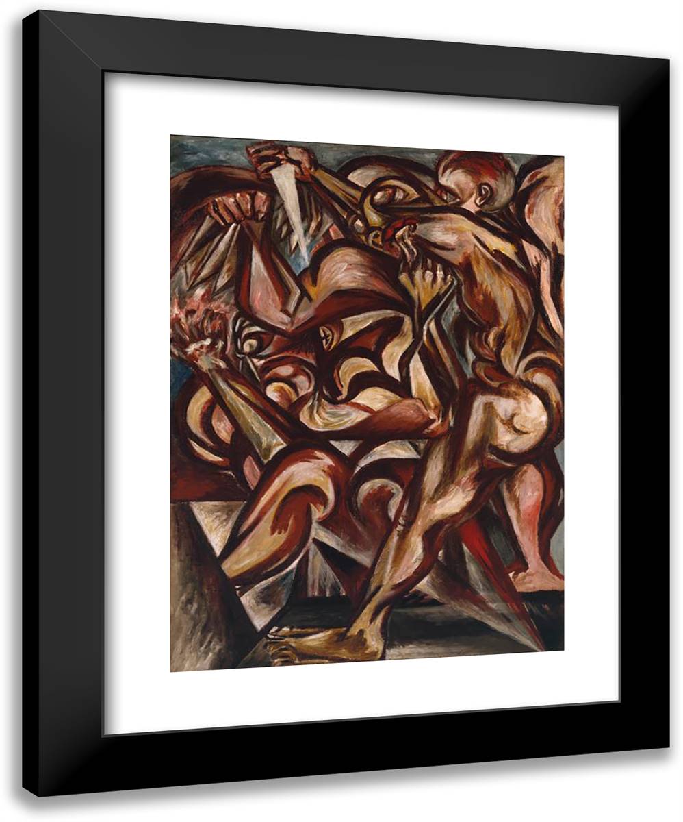 Man with Knife 19x24 Black Modern Wood Framed Art Print Poster by Pollock, Jackson