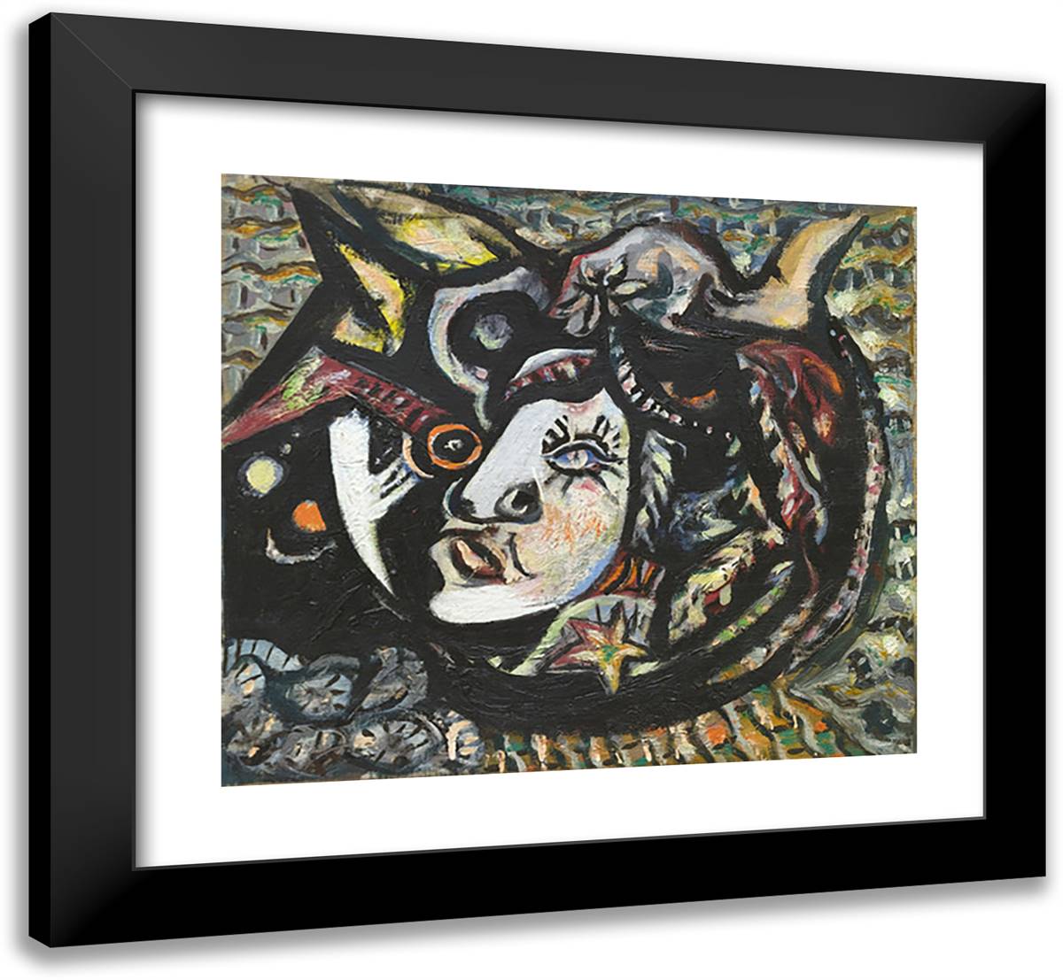 Mask 22x20 Black Modern Wood Framed Art Print Poster by Pollock, Jackson