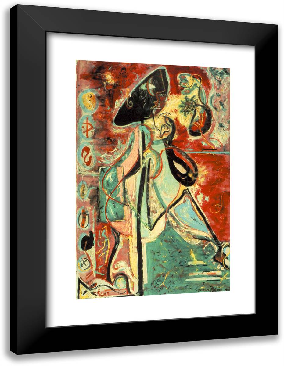 Moon Woman 18x24 Black Modern Wood Framed Art Print Poster by Pollock, Jackson