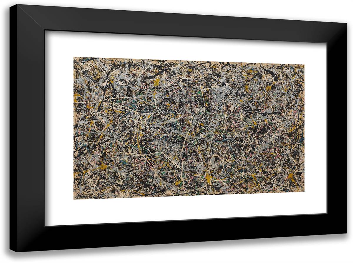 Number 1 24x18 Black Modern Wood Framed Art Print Poster by Pollock, Jackson