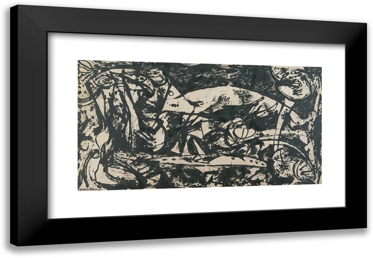 Number 14 24x17 Black Modern Wood Framed Art Print Poster by Pollock, Jackson