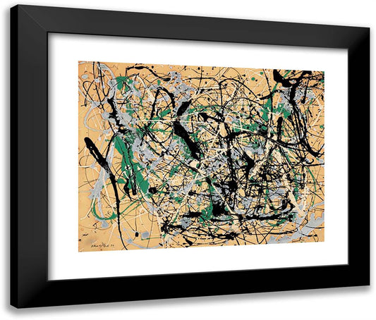 Number 17 24x20 Black Modern Wood Framed Art Print Poster by Pollock, Jackson