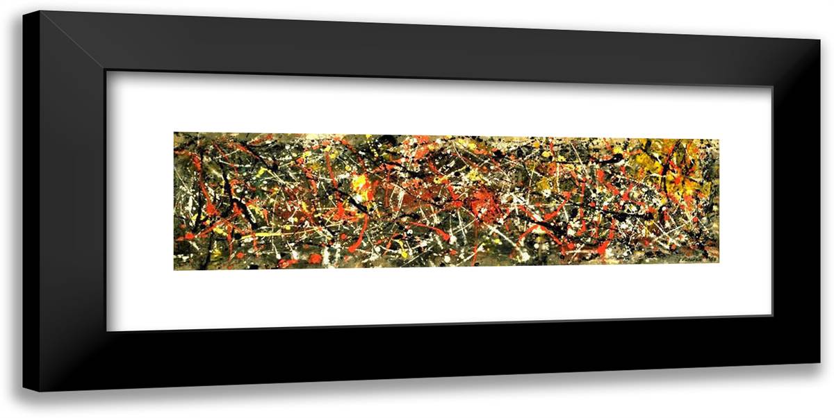 Number 25 24x12 Black Modern Wood Framed Art Print Poster by Pollock, Jackson