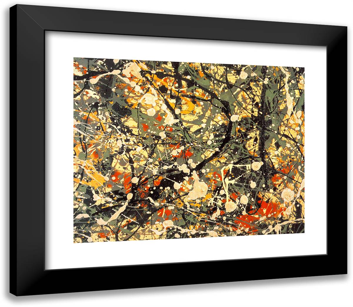 Number 8, (Detail) 23x20 Black Modern Wood Framed Art Print Poster by Pollock, Jackson