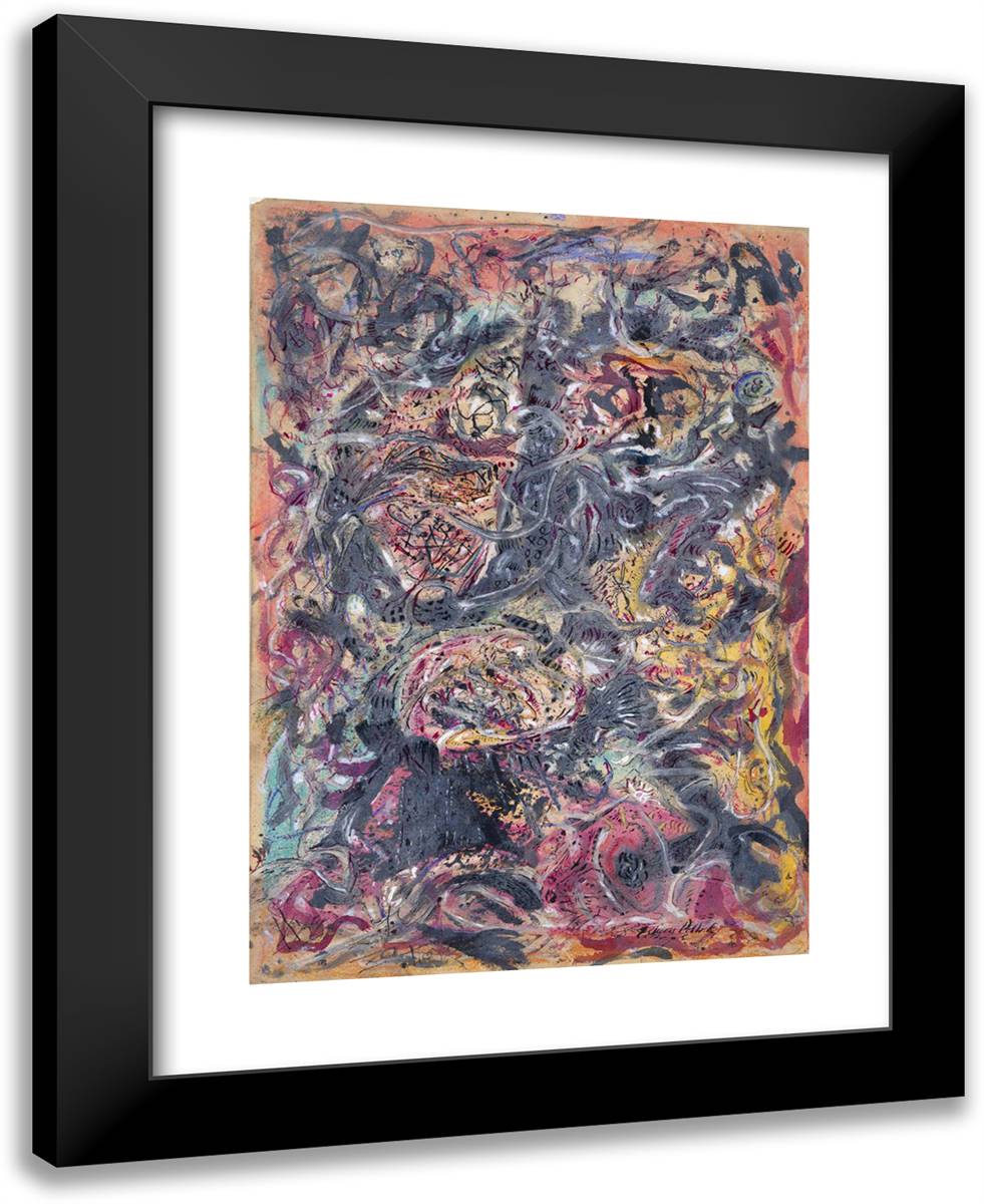 Pattern 19x24 Black Modern Wood Framed Art Print Poster by Pollock, Jackson