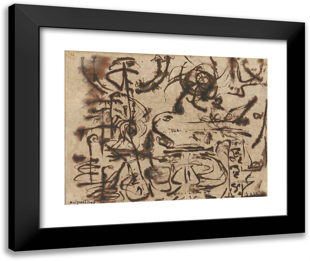 Untitled_8 24x20 Black Modern Wood Framed Art Print Poster by Pollock, Jackson