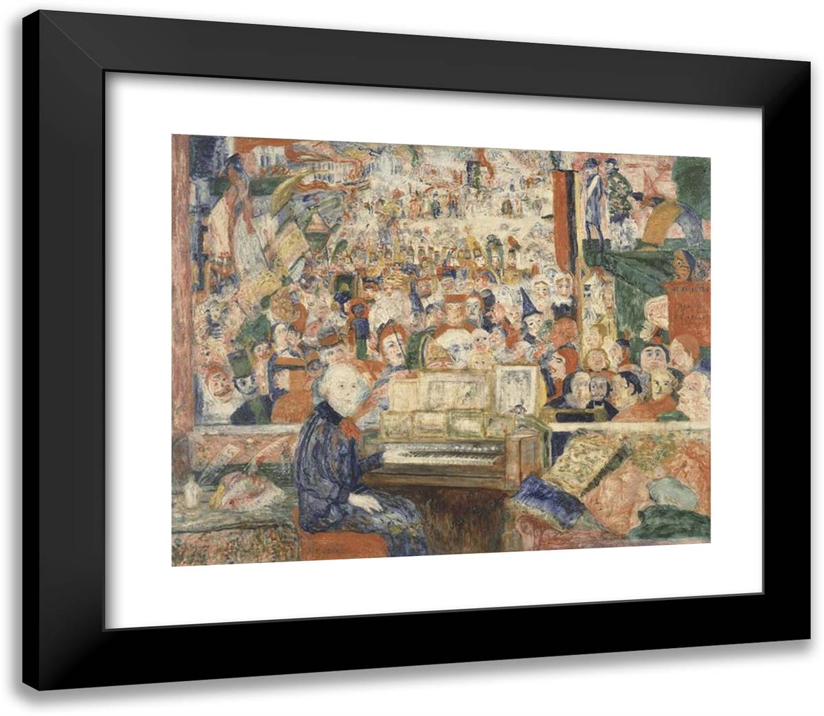 Ensor at the Harmonium 23x20 Black Modern Wood Framed Art Print Poster by Ensor, James