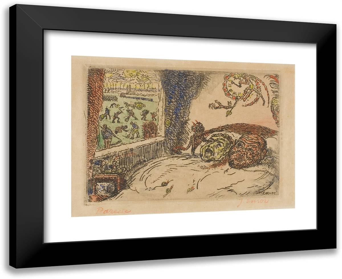 Sloth, from the Deadly Sins 24x19 Black Modern Wood Framed Art Print Poster by Ensor, James