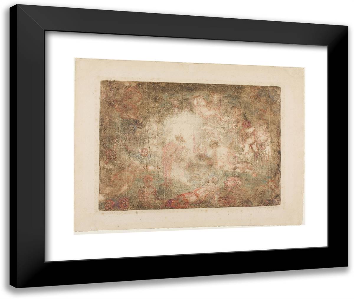 Temptation of Saint Anthony 24x20 Black Modern Wood Framed Art Print Poster by Ensor, James