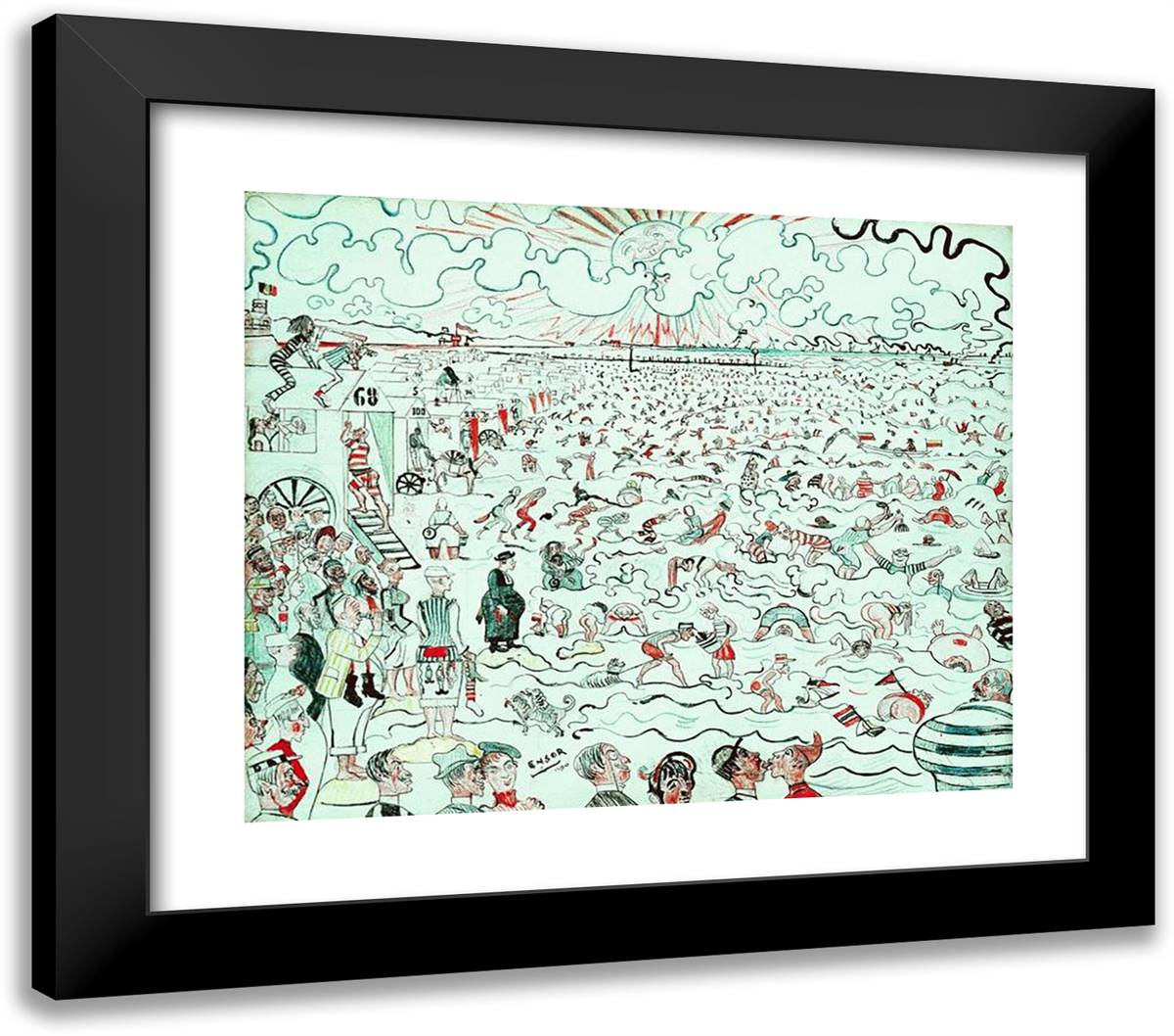 The Baths at Ostend 23x20 Black Modern Wood Framed Art Print Poster by Ensor, James
